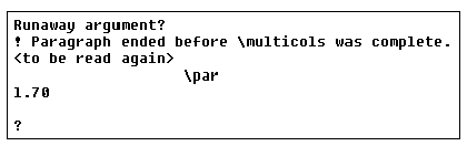 Example of LaTeX error message